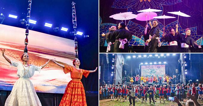 A collage of photographs of various performers such as dancers and musicians.